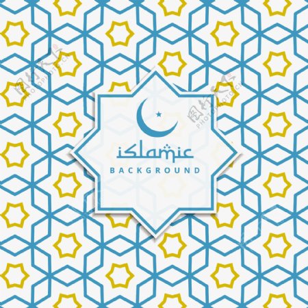 蓝色和黄色的伊斯兰背景