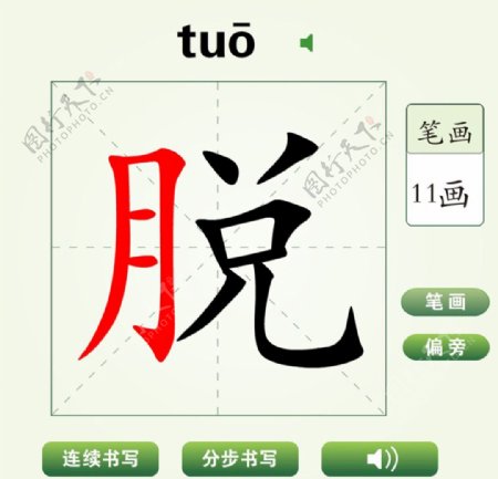 中国汉字脱字笔画教学动画视频