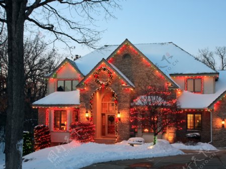 圣诞节房屋雪景