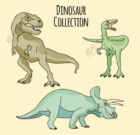 手绘不同的恐龙