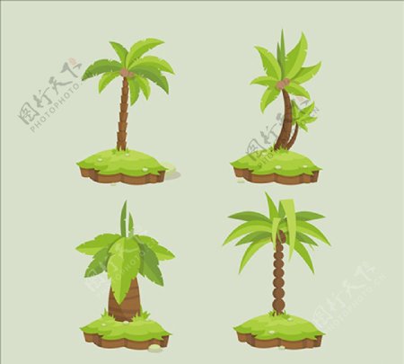 四棵棕榈树插图