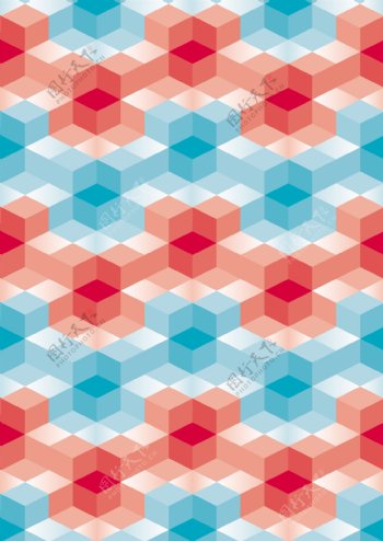 立方体方块四方连续底纹