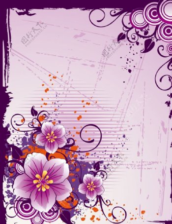 紫色矢量花纹背景底纹