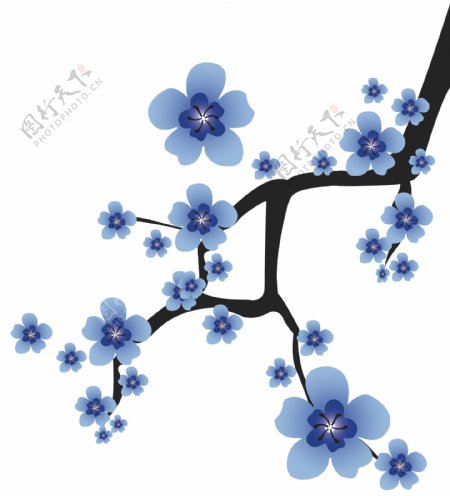 中国风青花瓷类矢量可编辑蓝色梅