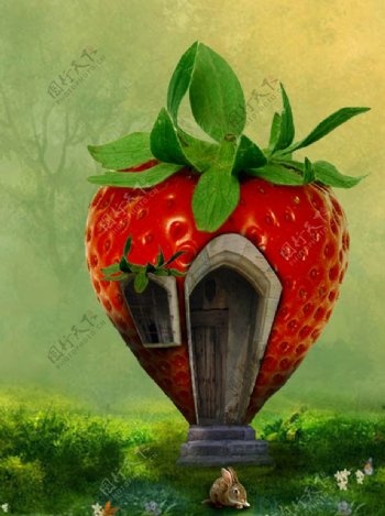童话草莓小居图片背景