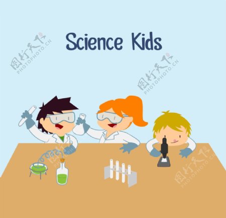 实验室科学家孩子卡通