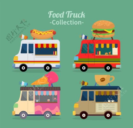 彩色不同食物的卡车