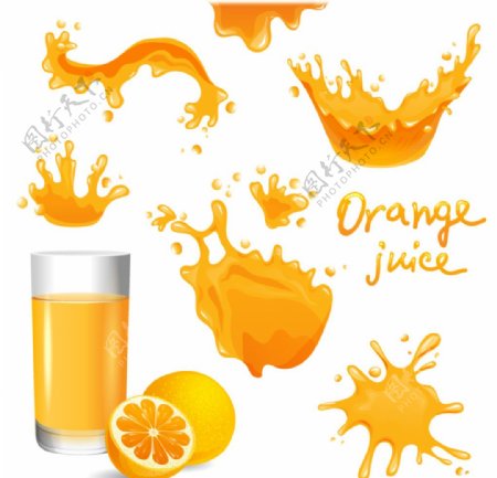 飞溅橙汁设计素材