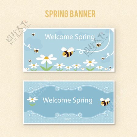 春季蜜蜂与花卉