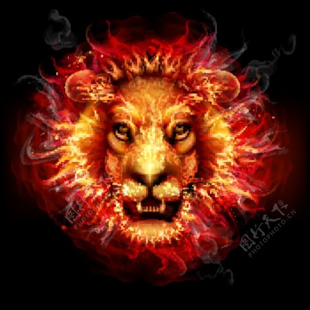 创意火焰狮子头像矢量素材