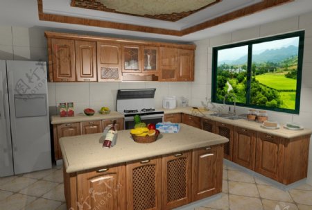 厨房橱柜3D效果图