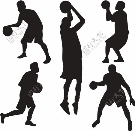 篮球运动比赛剪影轮廓