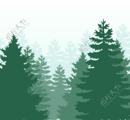 绿色森林剪影矢量