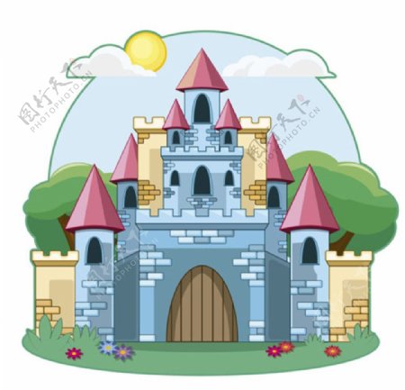卡通儿童节快乐城堡背景