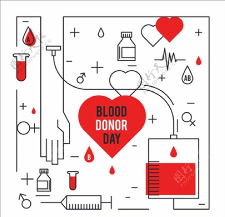平面世界献血日元素海报