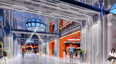 购物中心设计效果图未来时空素材