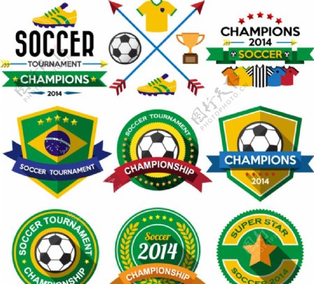 9款巴西世界杯元素标签矢量素材