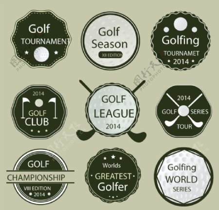 9款高尔夫运动标签矢量素材