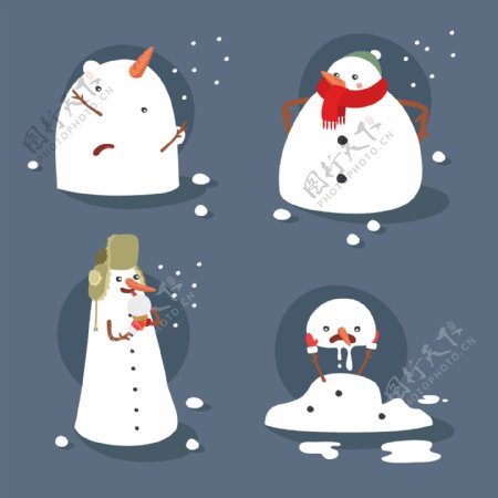 卡通画冬季雪人