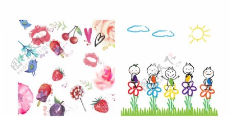 夏天草莓孩子图案