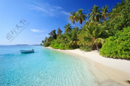马尔代夫海滩小船