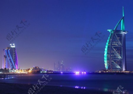 迪拜海滨帆船酒店夜景