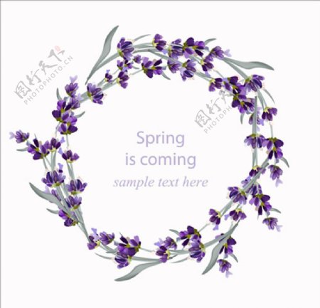 春季花卉花环插图