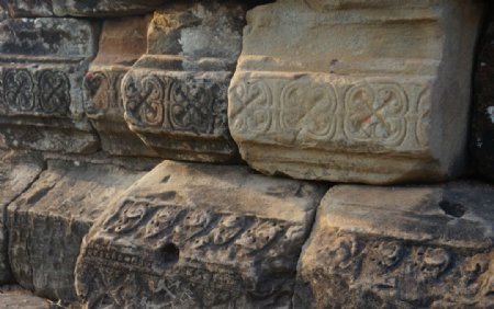 柬埔寨吴哥窟巴肯山砖石印记