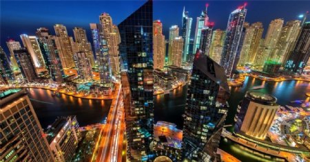 阿联酋迪拜高楼夜景