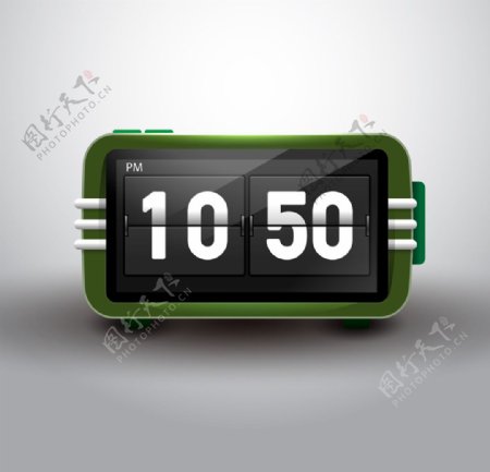 绿色电子时钟设计矢量