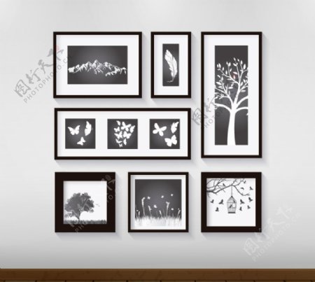 简洁植物照片墙矢量素材