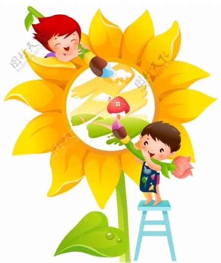 儿童绘画向日葵插图