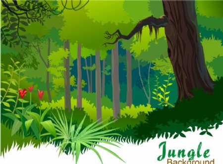 卡通热带森林矢量素材