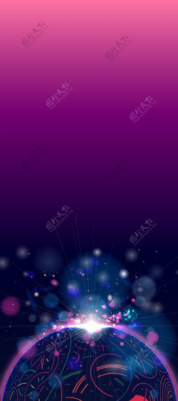 炫彩紫色展架背景