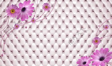 软包紫色菊花背景