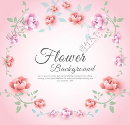 粉底春季花卉海报