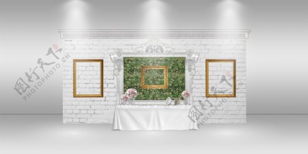 白色欧式极简风墙面签到展示婚礼效果图