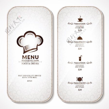 餐厅菜单设计与封面矢量素材