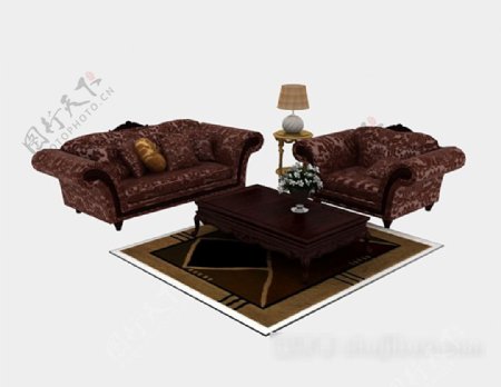 欧式居家式组合沙发3d模型下载