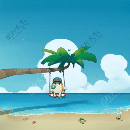 夏日海滩Keeny卡通素材系列