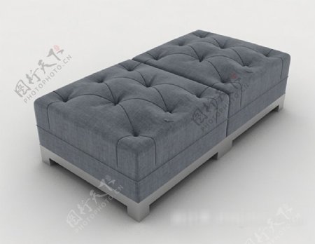 现代灰色沙发长凳3d模型下载