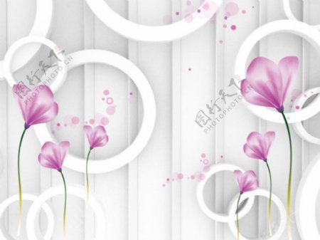 粉色花朵背景墙图片