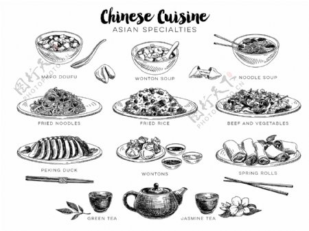手绘中式餐饮插画