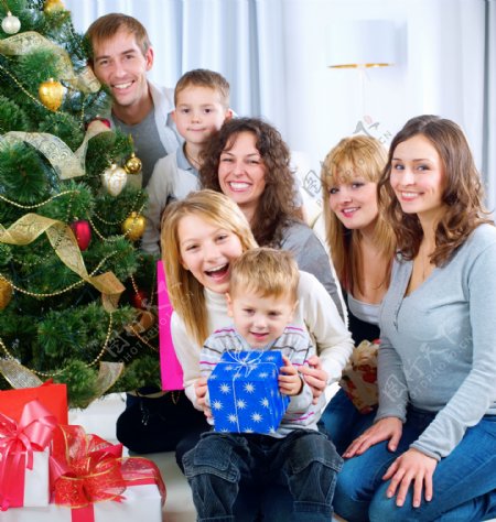过圣诞节的家庭图片