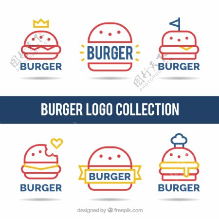 线条风格汉堡标志logo矢量素材