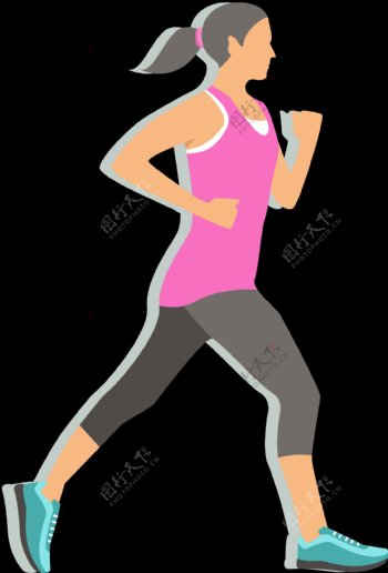 手绘女性跑步者免抠png透明图层素材