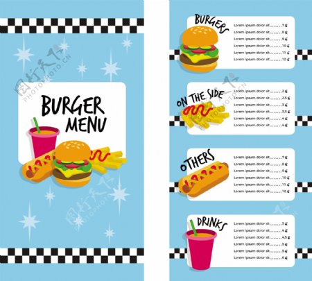 手绘汉堡快餐菜单模板
