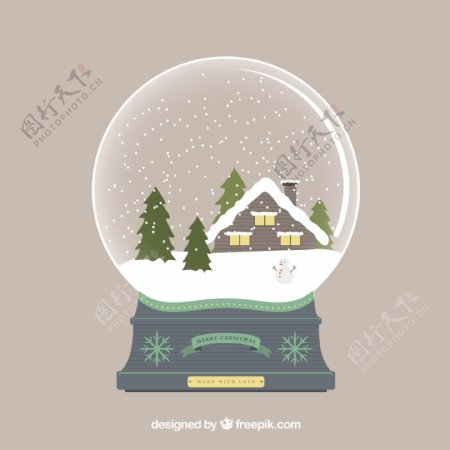水晶球里的雪房子