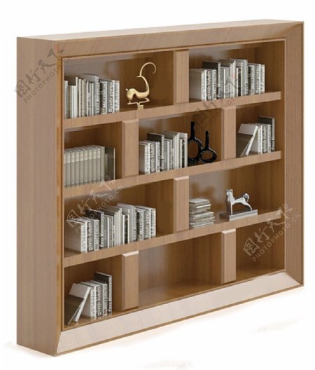 现代书柜模型模板下载