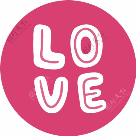 love粉色爱心圆形卡通矢量图标